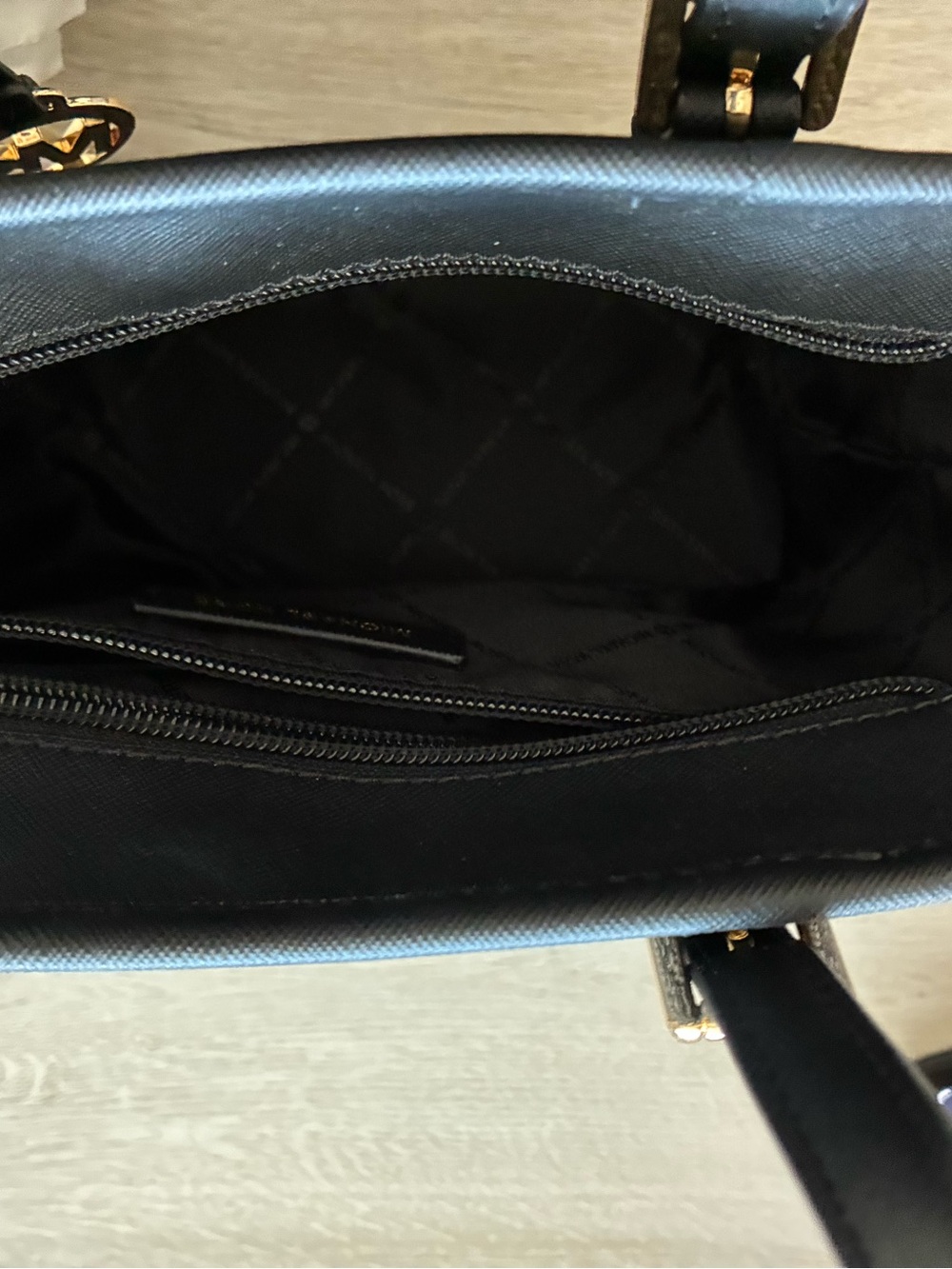 Michael Kors Black MK Signature Tote with Gold Charm - Picture 4 of 7